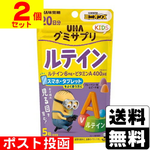 ■ポスト投函■[UHA味覚糖]グミサプリ KIDS ルテイン 20日分 ミニオン【2個セット】