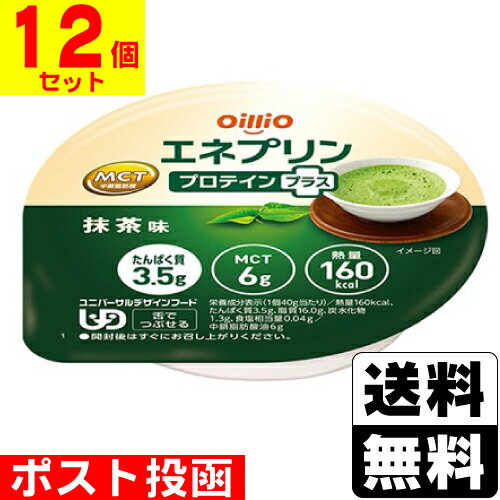 ■ポスト投函■[日清オイリオ]エネプリン プロテインプラス 抹茶味 40g(UD:舌でつぶせる)【12個セット】