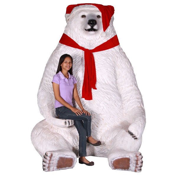 巨大な白クマのサンタ / Sitting Christmas Bear JumboFRP 耐水 軽い 強い 屋外用塗装 ガーデンファニチャー 置物 インテリア オブジェ 送料無料