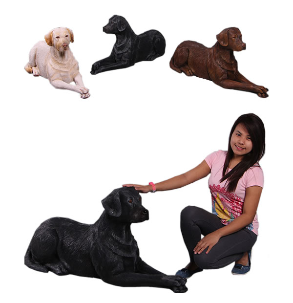 横たわるラブラドール・黒 / Labrador Lying DownFRP 耐水 軽い 強い 屋外用塗装 ガーデンファニチャー 置物 インテリア オブジェ 送料無料