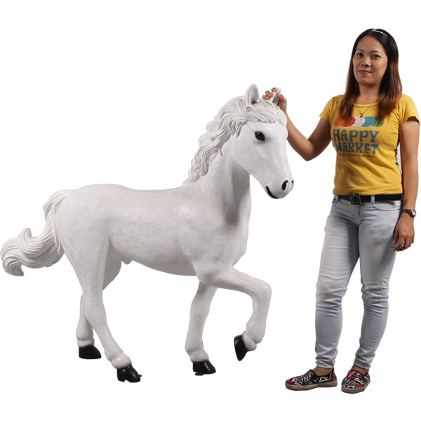 樂天商城 - 仔馬の白馬 / Horse 4H Stap WhiteFRP 耐水 軽い 強い 屋外用塗装 ガーデンファニチャー 置物 インテリア オブジェ 送料無料