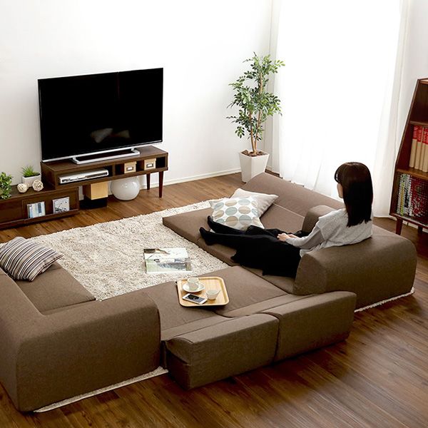 ローソファ コーナーソファ 2セット 6P カバーリング コーナー フロアソファ 洗える 日本製 ロングスタ..