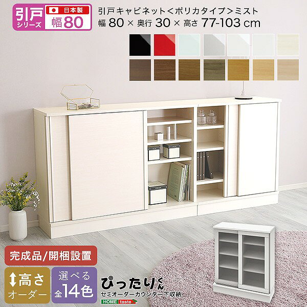 樂天商城 - 引戸シリーズ セミオーダーカウンター下収納ぴったりくん キャビネット(ポリカタイプ ミスト) 幅80cm×奥行30cm