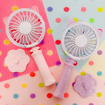 ハンディファン CAT FAN HCF20-10DL-PK ピンク キャットファン ストラップ付 LEDライト付 台座付 ヒロコーポレーション 熱中症対策 夏