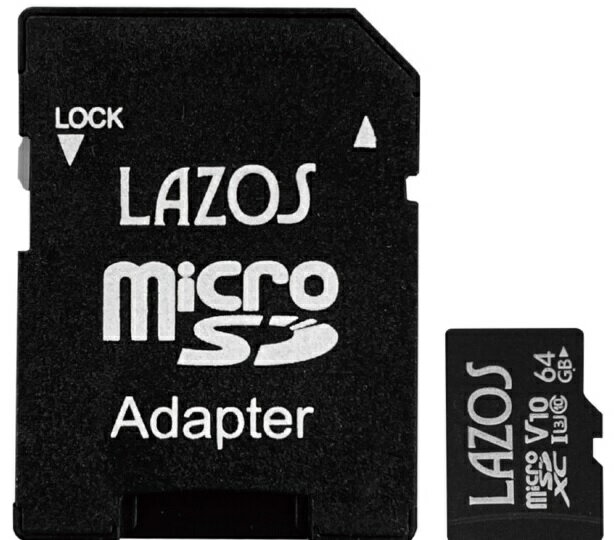 リーダーメディアテクの Lazos 高耐久microSDカード 64GB 紙パッケージ L－B64M L-B64MSD10-U3V10 メール便発送