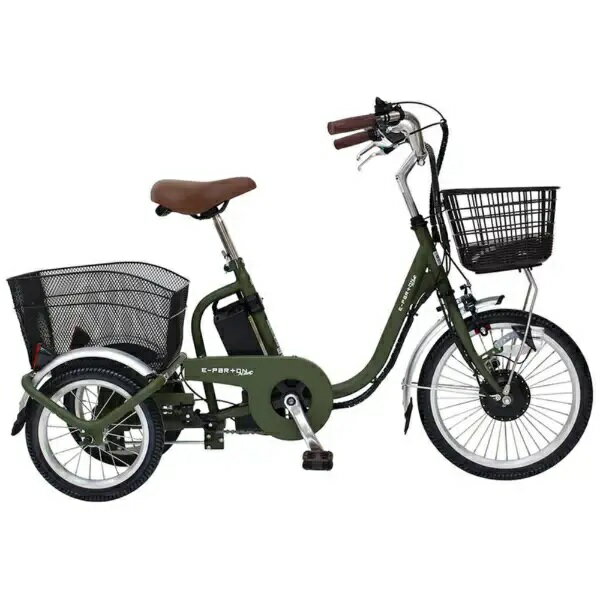 ミムゴ イーパートン プラス ノーパンク ロータイプ電動アシスト三輪自転車 前18/後14インチ マットカーキ BEPN18PN　メーカー直送　北海道・離島は送料別途