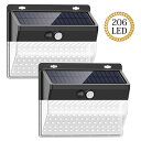 ソーラーライト 屋外 206LED センサーライト 2個/4個セット 人感センサー ガーデンライト 3面発光 屋外照明 夜間自動点灯 自動消灯 IP65防水 省エネ 防犯ライト 人感 ソーラーライト LED 太陽光発電 屋外/庭/玄関/駐車場