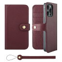 HANATORA iPhone15ProMax ケース 手帳型 本革 スマホケース スマホ スタンド ストラップ 付き シュリンクカーフレザー ギフト ベルトあ...