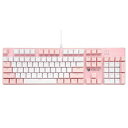 Merdia メカニカル式ゲーミングキーボード 全104キーボード US配列 USB有線キーボード LEDバックライト付き (茶軸-ピンクとホワイト)