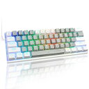 e元素ゲーミングキーボード 白軸を採用 テンキーレスUS英語配列 有線61キー メカニカルキースイッチ RGB発光LEDバックライト 60%小型コンパクト設計 Windows/Macに対応のゲーム/オフィス用キー