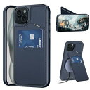 NODALA iPhone15 ケース カード収納 背面 入れ2枚 MagSafe対応 スタンド付き いphone15 スマホケース ワイヤレス充電対応 アイフォン15 カバー 手帳型 財布型 マグセーフ 耐衝撃 薄型 軽量 ブルー