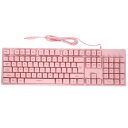 Ipetboom 【かわいいピンク】フルキーボード メカニカルライク 白色LEDバックライト付き フルサイズ109キー 全キー防衝突 USB有線接続 ポータブル...
