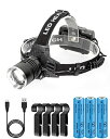 LED ヘッドライト CREE XHP199 1000000ルーメン USB 充電式 ヘッドランプ 5点灯モード ヘルメット ライト 角度調節可能 ズーム機能 ...