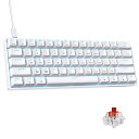 DIERYA ゲーミングキーボード 赤軸 Mini 小型 メカニカルキーボード 60%レイアウト 61キー 英語配列 有線 キーボード 着脱式 USB C 電源ケープル WindowsノートパソコンおよびPCゲーマー向け (ホワ