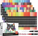 150色 アートマーカーペン セット 筆ペン 水彩毛筆 線画 ペン 水性ペン カラーペンセット クリーンカラー 塗り絵 オフィス用品 筆記具 HO-150B