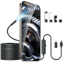 内視鏡カメラ iPhone/Android対応 1920P 200万画素 LED8灯搭載 IP67防水 5Mセミリジッド配管カメラ エンジン・排水管点検 ファイバースコープ