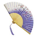 ZHIZHUO 扇子 夏 和風扇子 レディース 竹製工芸品扇子 猛暑対策 お祭り 人気 道具扇子 布 花火 和装 インテリア 着物 浴衣 花柄 小物 飾り (白...