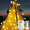 Lighting EVER イルミネーションライト led ストリングライト 電池式 フェアリーライト led電飾 5m 50球 電球色 防水 防雨 屋内 屋外 調光可能 【リモコンと電池ボックス 2WAYコントロール/8種類の点