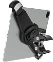 EXSHOW フィットネスバイク取付 タブレット ホルダー ハンドルバー ポール 取付 室内バイク 用 ランニングマシン ルームランナー エクササイズ スピン クロスバイク ベビーカー 落下防止タブ