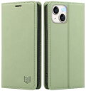 FeeY iphone15ケース 手帳型 Iphone15手帳 ケース 耐衝撃TPU素材カード収納 マグネット内蔵スタンド機能付き アイフォン15携帯カバー全面保護 iPhone 15スマホケース 5G 6.1インチ対応, ライトグリーン