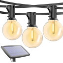 防雨型ソーラーLEDストリングライト 10M 15個LED電球付き E12口金 2700K電球色 PC素材 破損しにくい LEDイルミネーションライト 屋内/屋外照明 ガーデンライト クリスマス イルミネーション 装飾