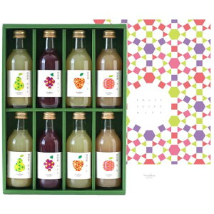 山下屋荘介 果汁100% フルーツジュース 4種 詰め合わせ (200ml×8本 / 信州産/常温/ふじ 桃 洋なし ぶどう) 果物 ジュース (ギフト/贈答) 飲み比べセット 国産 ジュースギフト
