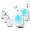 ワイヤレスチャイム 玄関チャイム 電池不要 自動発電 音と光で呼び出しチャイムセット 7色led提示4段階音量調節38曲選択 防水防塵 介護呼び鈴 飲食店 玄関...