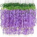 Lakymisy 藤の花 造花 12本セット 人工藤花 藤ガーランド つり下げ 花飾り シルク造花 春の飾り 人工観葉植物 枯れない花 庭園飾り 手作り花輪 母...
