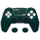 PlayVital ps5コントローラー対応用グリップカバー、ps5対応用プレミアムシリコンカバー、ps5対応用サイバーメカデザイン保護カバー、カバー付けたままps5公式充電ドック対応します-濃いグリ