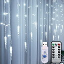 OSUDRY イルミネーションライト ストリングライト カーテンライト フェアリーライト カーテン飾りライト LEDライト 防水 8種類点灯モード アウトドア 屋外 室内 おしゃれ かわいい 電飾飾り