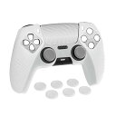 PlayVital ps5コントローラー対応用保護カバー、改良型シリコンカバー充電ステーションに対応、サムグリップキャップ6つやステッカー2枚付属、3Dスタッド加工、グリップ付き滑り止めや耐衝
