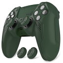 PlayVital メカエディションps5コントローラー対応用シリコンカバー、耐衝撃、滑り止め設計、グリップ感アップ、充電スタンド対応、親指キャップやステッカー付き【レーシンググリーン】