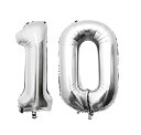 大きい 数字 10 バルーン バースデー パーティー 誕生日 風船 飾り シルバー 40inch,101cm (10) 銀
