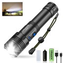 懐中電灯 強力 防災 ledライト 【超高輝度 XHP160LED 充電式 乾電池式 両用】 4000mAh ズーム調節 7つ調光モード 充電式電池付き 残量表示 IPX6防水 アルミ合金 フラッシュライト ハンディライト COB
