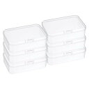 PATIKIL 8.5x5.5x2.5" クリア収納ボックス(ヒンジ付き)6個セット ビーズ 宝石 小物 アートク ラフトプロジェクト用 プラスチック製スタック可能な長方形オーガナイザーコンテナ