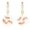 アクセサリーショップピエナ レディース ピアス 金魚 ラメ 透明 フリンジ ビーズ 樹脂ポスト 低アレルギー 揺れる 浴衣 夏 和 祭り タイプA
