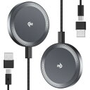 THREEKEY ワイヤレス充電器【Qi2 PSE 公式認証】15W超低温 MagSafe充電器 両面マグネット式 マグセーフ充電器 1:1適合 强磁気 iPhone 16/15/14/13/12シリーズ/Galaxy S25 Ultra対応 60W+1.5m高耐久編み込み式ケー