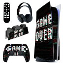 PlayVital ps5コンソールディスクエディションに対応用カスタムステッカー、ps5コントローラー&充電ステーション&ヘッドセット&メディアリモート用ps5ステッカーシール【Game Over Glitch】