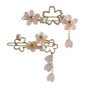 EZ PEACH 桜 花 パール ヘアピン ヘアクリップ 前髪 髪留め 髪飾り 和装 浴衣 和風 着物 ヘアアクセサリー 2点セット (桜set03)