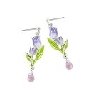 Chynian ピアスチューリップ イヤリング和風 可愛い レーディスピアス 花 シルバー925 アクセサリー プレゼント女性 (ピアス)
