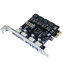 IDEAPRO USB3.0増設ボード インターフェースボード 4ポート 補助電源不要 PCI-Eカード PCI Express x1 5Gbps高速伝送