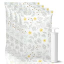 iMore 布団圧縮袋 特大サイズ 4枚入【100×80cm ポンプ付き】 衣類圧縮袋 な収納力 厚手 高密封・漏れなし 防塵防湿 カビ、ダニ対策 羽毛布団 毛布 ふとん 掃除機対応 収納/引越し/衣替え 真空圧