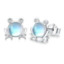 StoryMidir カエル ピアス ムーンストーン 可愛い動物ピアス 蛙 シルバー925 金属アレルギー対応 スタッドピアス ガマ レディースピアス 可愛いピ...