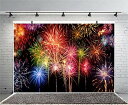 Qinunipoto 背景布 花火の背景 花火大会 カラフル 夏の祭り 2.1x1.5m Happy New Year 新年 写真撮影用 人物撮影 子供撮影 ウェディングテーマ撮影背景布 背景シート 写真館 撮影スタジオ用 自宅 パー