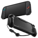 Spigen Switch2対応ケース グリップ強化 保護カバー 衝撃吸収 スイッチ2ケース ストラップ付き ラギッド・アーマー ACS09075(マットブラック)