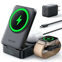 Lamicall 【Magsafe対応 15W急速】3in1 ワイヤレス 充電器 折り畳み : コンパクト 卓上 マグセーフ スマホ 同時 充電 スタンド ドック マグネット 縦 横 置き 携帯 けいだい 持ち運び 机 出張 旅行 す