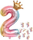 QJZoncuji 風船 バルーン 風船 誕生日 飾り付け Birthday バースデー パーティー 装飾 デコレーションセット (数字2)