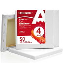 AUREUO 張りキャンバス セット S0 (18cmX18cm) 中目 100%コットン 4枚 初心者 絵画用具 芸術絵創作 現代油絵 美術装飾 水彩画・油絵画・アクリル兼用