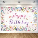 花 バースデー タペストリー 花 誕生日 飾り付け バースデー フォトポスター フラワー 写真背景 Happy Birthday パーティー タペストリー おしゃれ 誕生日 デコレーション 子供 女の子