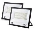 (2台)薄型 IP66防水 LED 投光器 作業灯 100V/200V 85-265V対応 100W 15000LM フラッドライト 省エネ 高輝度 アース付きプラグ PSE適合 1.8Mコード ワークライト 駐車場灯 看板灯 工場 倉庫照明 体育館 ガレ